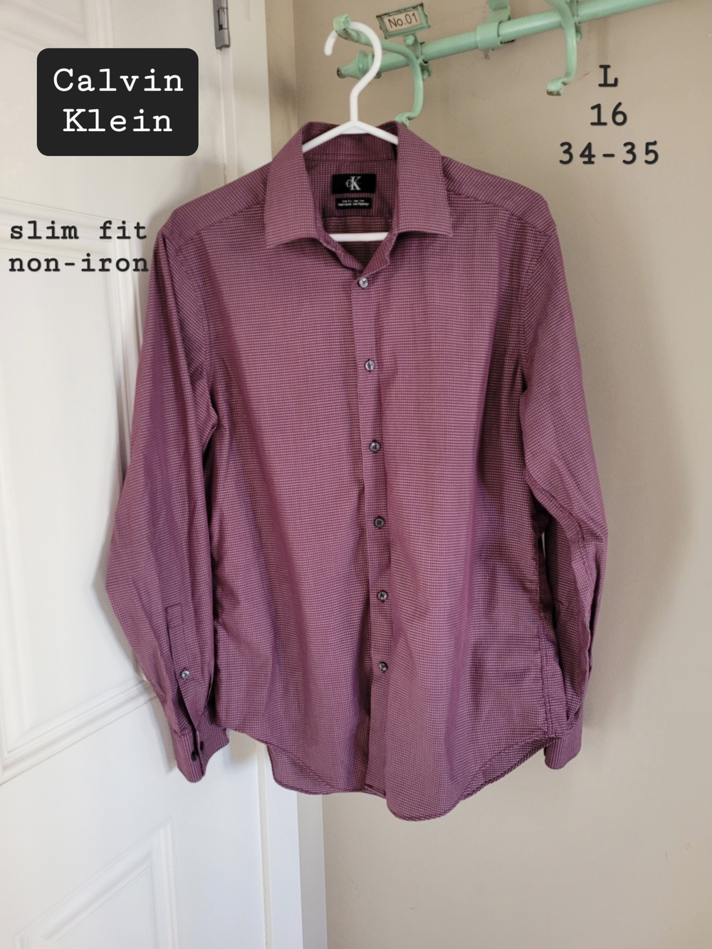 Calvin Klein Slim Fit Dress Shirt in Burgundy